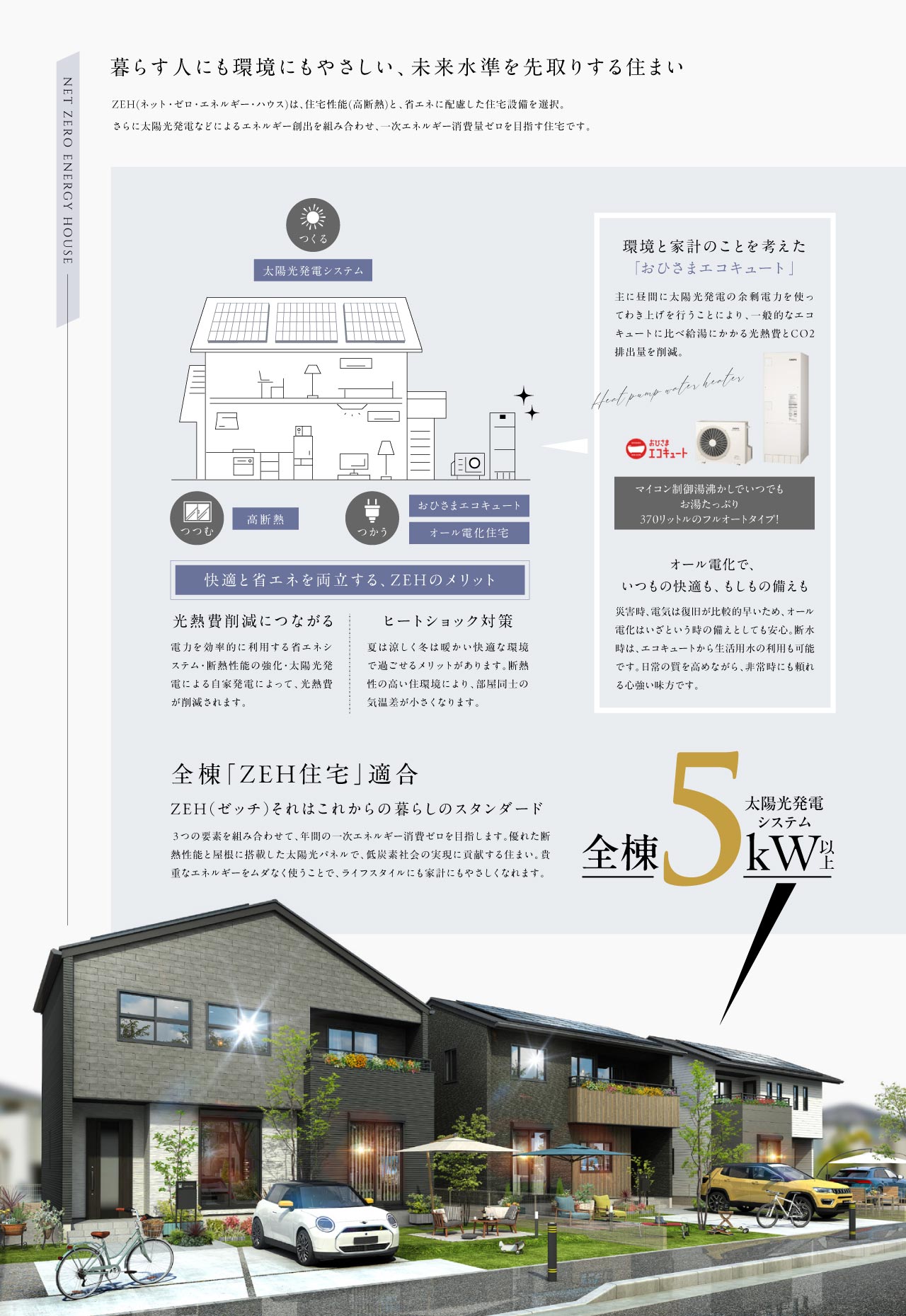 太陽光発電システム5kW以上搭載のZEH住宅
