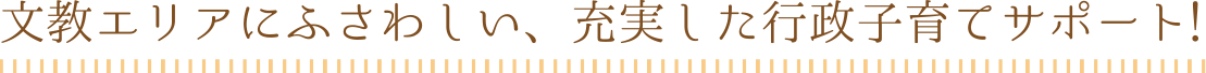 文教エリアにふさわしい、充実した行政子育てサポート！