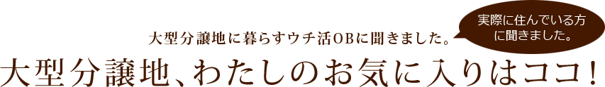 大型分譲地に暮らすウチ活OBに聞きました。大型分譲地、わたしのお気に入りはココ！