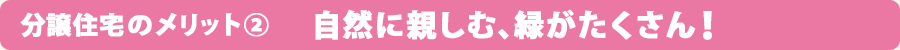 分譲住宅のメリット②自然に親しむ、緑がたくさん！