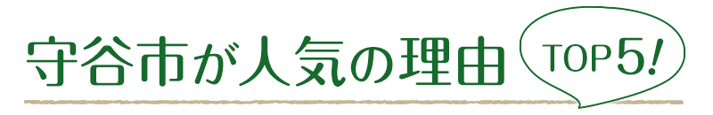 守谷市が人気の理由 TOP5!