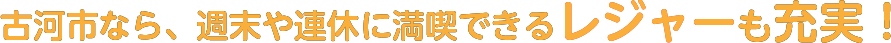 古河市なら、週末や連休に満喫できるレジャーも充実！