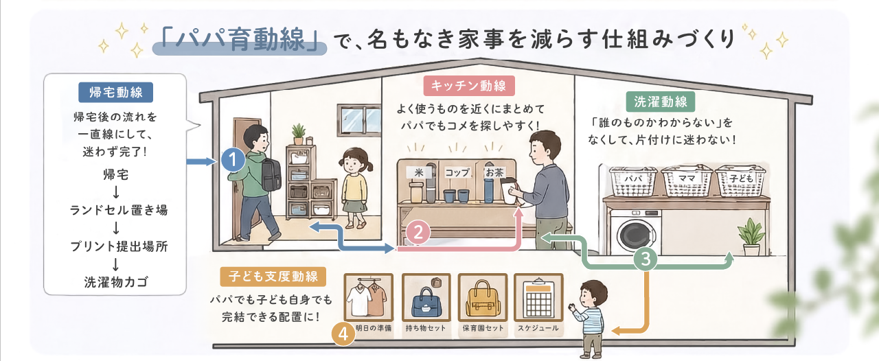 パパ育動線で名もなき家事を減らす仕組みづくり
