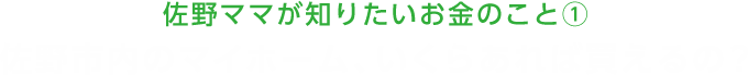 佐野ママが知りたいお金のこと①　佐野市内のマイホーム、いくらあれば買えるの？