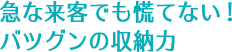 急な来客でも慌てない! バツグンの収納力